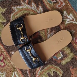 Gucci Horsebit Fringed Slides Size 38.5